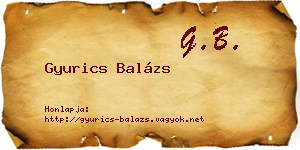Gyurics Balázs névjegykártya